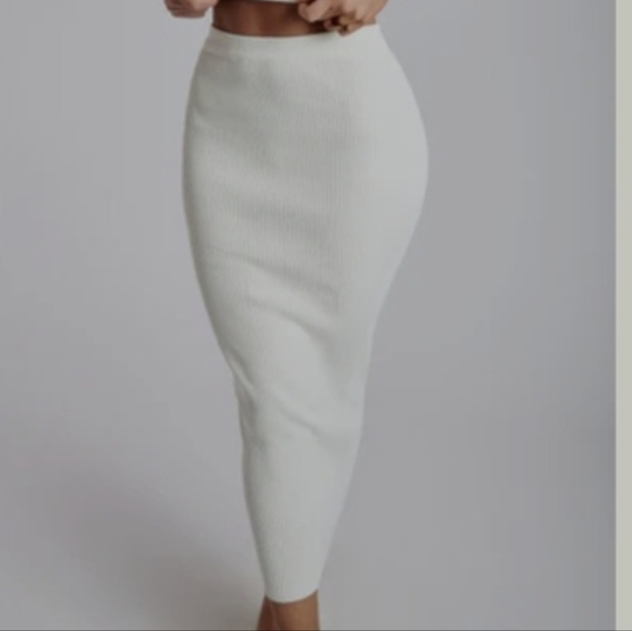 Meshki long grey knit ribbed pencil skirt xsmall - Picture 3 of 6